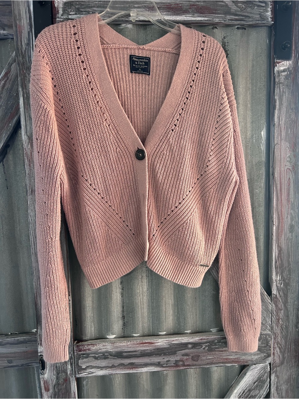 Abercrombie & Fitch Oversized Cardigan | Light Rose | X-Large